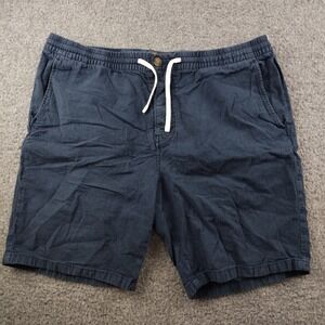 Wallin & Bros Shorts Mens Large Linen Cotton Navy Blue Drawstring EUC